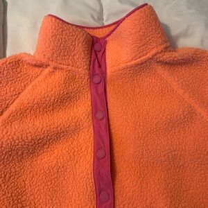 Vineyard vines, bright pink, and orange Sherpa pullover